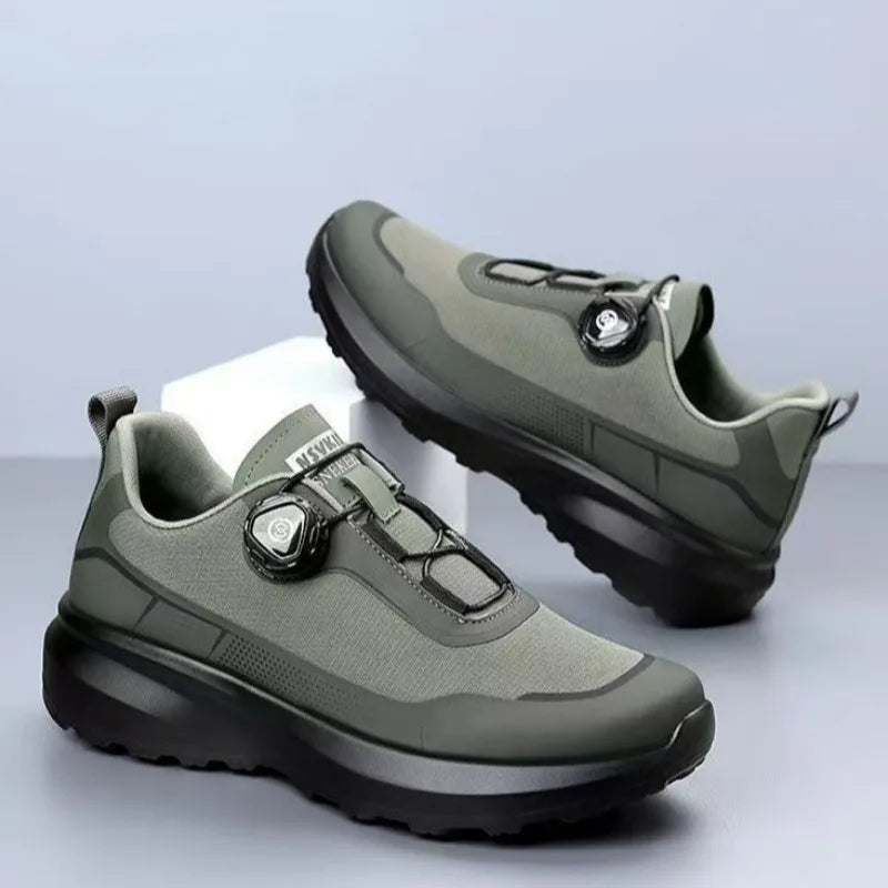 Zapatillas deportivas nuevas para hombre con botón giratorio, de plataforma, para conducir, para caminar, para actividades al aire libre, resistentes al desgaste, para correr y para deporte, talla grande