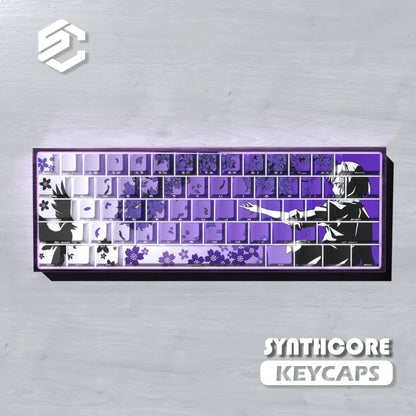 Capuchons de touches Sakura Raven Cherry, gravés sur le côté, translucides, en PBT, 129 touches, pour claviers mécaniques Wooting 68/84/87/104.