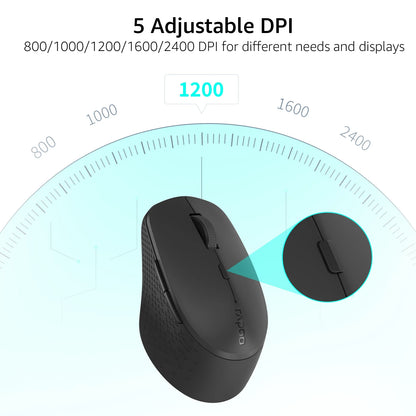 Rapoo M300G Silent Wireless Mouse, Bluetooth Multi-Mode Wireless Mouse, 2400 DPI Ergonomic Optical Mouse for Laptop, PC, Mac & Office