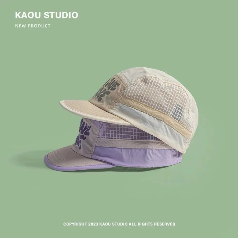Baseballkappe mit weicher Krempe, schnell trocknend, Retro-Stil, 5-Panel, Sonnenschutz, atmungsaktiv, Freizeitkappe, Hip-Hop-Kappe, Mesh-Laufkappen