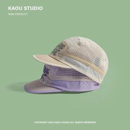 Baseballkappe mit weicher Krempe, schnell trocknend, Retro-Stil, 5-Panel, Sonnenschutz, atmungsaktiv, Freizeitkappe, Hip-Hop-Kappe, Mesh-Laufkappen