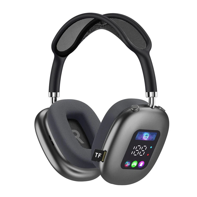 MAX600 Wireless Active Noise Cancelling Headphones Bluetooth 5.2 Over-Ear Headset with Touch Control, LED Display, HD Microphone & Deep Bass