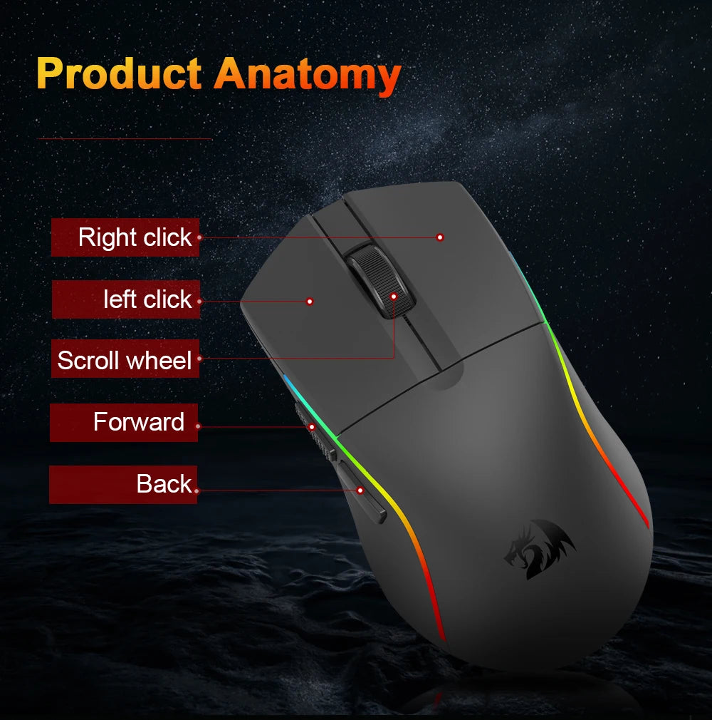 REDRAGON DEICIDE M816 PRO RGB USB Bluetooth-tuki 2.4G Langaton pelihiiri 26000 DPI 6 painiketta pelaajalle Langalliset hiiret tietokoneelle
