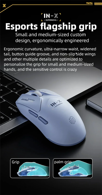 INPHIC INX SE Lightweight Wireless Gaming Mouse, 12800 DPI Wireless Gaming Mouse, 1000Hz Polling Rate, Rechargeable Gaming Mouse for PC & Laptop