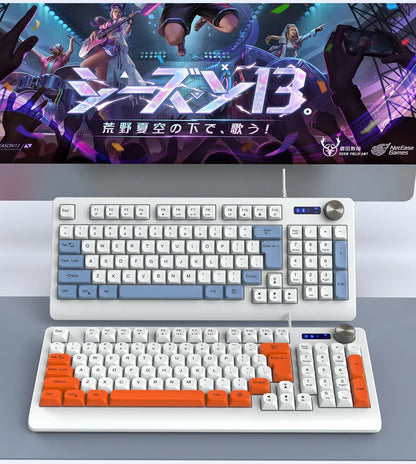 93 Keys Wired RGB Gaming Keyboard Two Tone PBT Ball Keycaps Mechanical Feeling Portable Keyboard for Laptop Office Gamer Typing