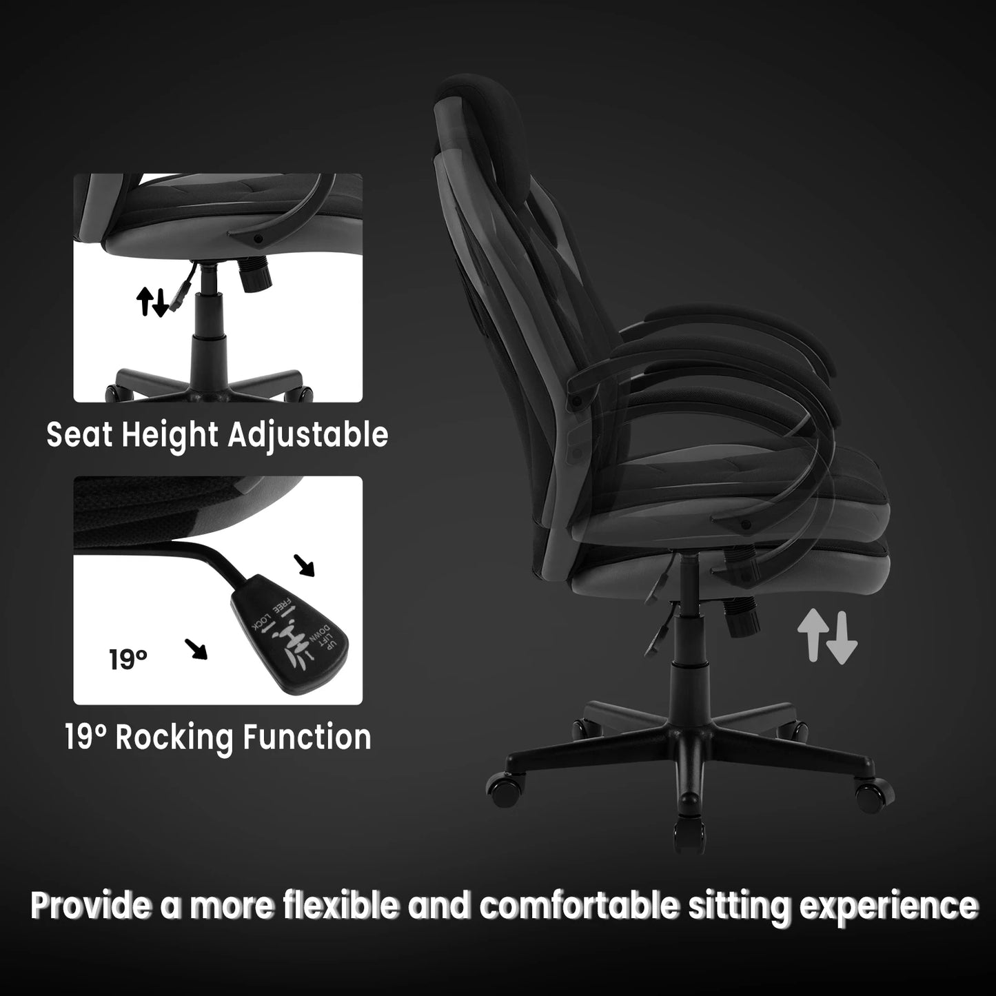 WOLTU Ergonomic Gaming Chair High Back Office Computer Chair with Adjustable Height, 360° Swivel, Reclining Tilt, Racing Style Executive Desk Chair