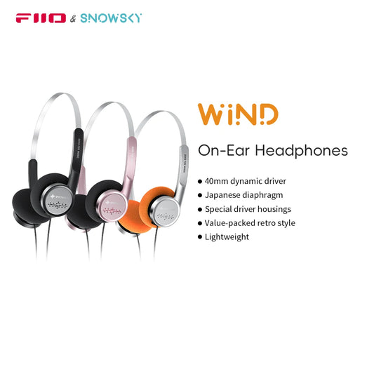 FiiO Wind 3.5mm Wired On-Ear Headphones with Microphone, HiFi Sound 40mm Dynamic Driver Gaming & Recording Headphones