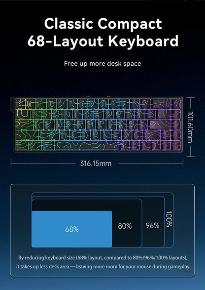 AJAZZ AK680 V2 E-sports magnetic switch keyboard 8K Polling Rate 128K Uitra-high Scan Rate  Aluminum Alloy Positioning Plate