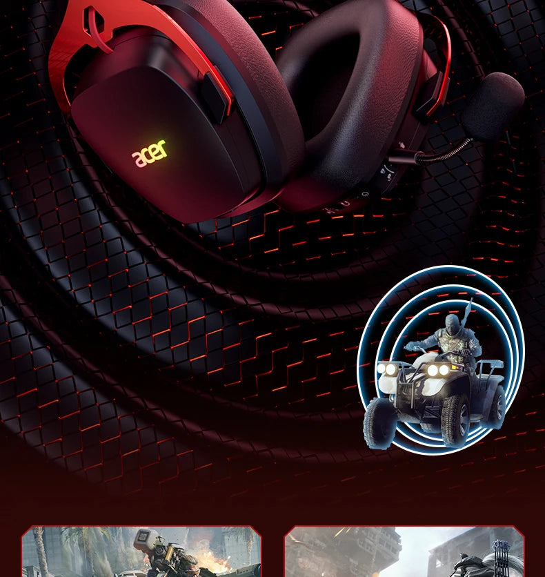 Acer 2.4GHz Wireless Gaming Headsets 7.1 Surround Sound Bluetooth Gaming Headset with Mic for PS5, PS4, PC, Switch Stereo Sound