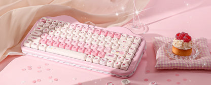 YUNZII C75 Wireless Mechanical Keyboard, 75% Creamy Hot Swap Custom RGB Keyboard, Gasket Cute Cake Design, for Win/Mac/Gaming