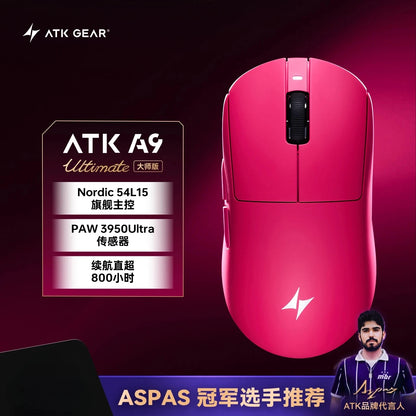ATK Dragonfly A9 Wireless Gaming Mouse, PAW3950 Sensor, Tri-Mode Bluetooth Mouse, 30,000 DPI, 8KHz Polling Rate, Lightweight Ergonomic Esports Mouse
