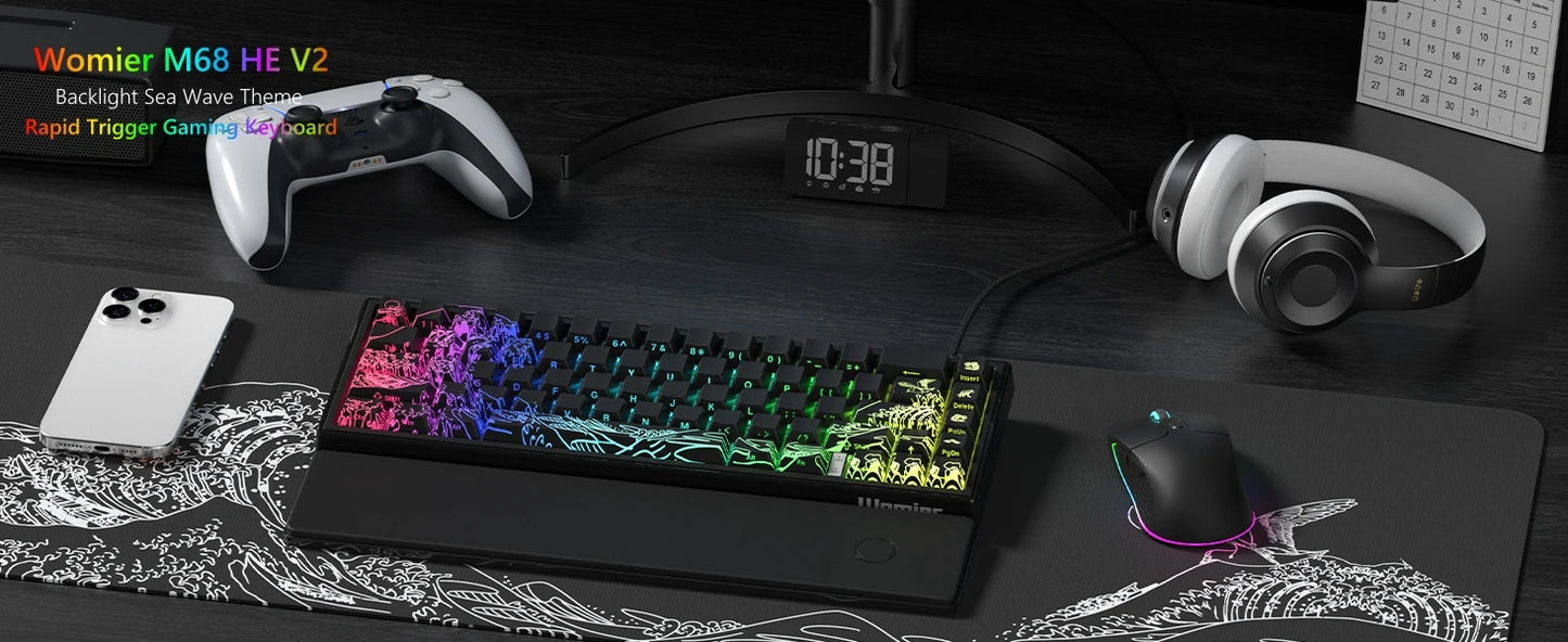 Womier M68 HE Rapid Trigger Keyboard Hall Effect Gamer Keyboard Wired RGB Custom Mechanical Keyboard with Magnetic Switch for PC