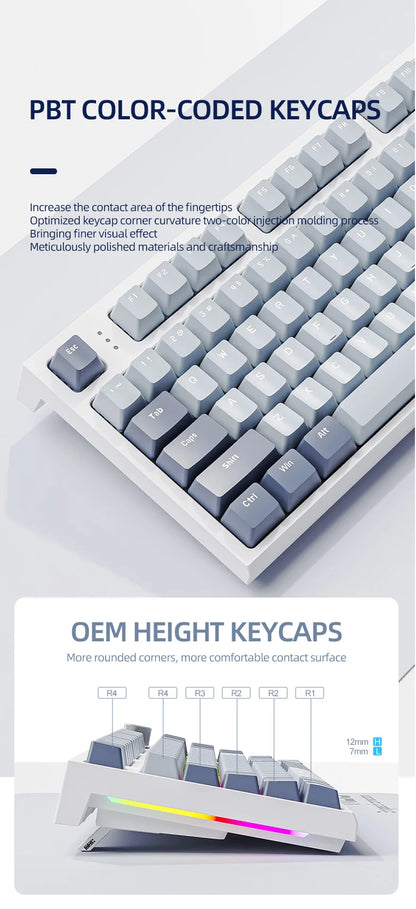 ATTACK SHARK K86 Mechanical Keyboard with Metal Knob,TFT Smart Color Screen,87-key Layout,RGB Lighting,and Three-mode Connection