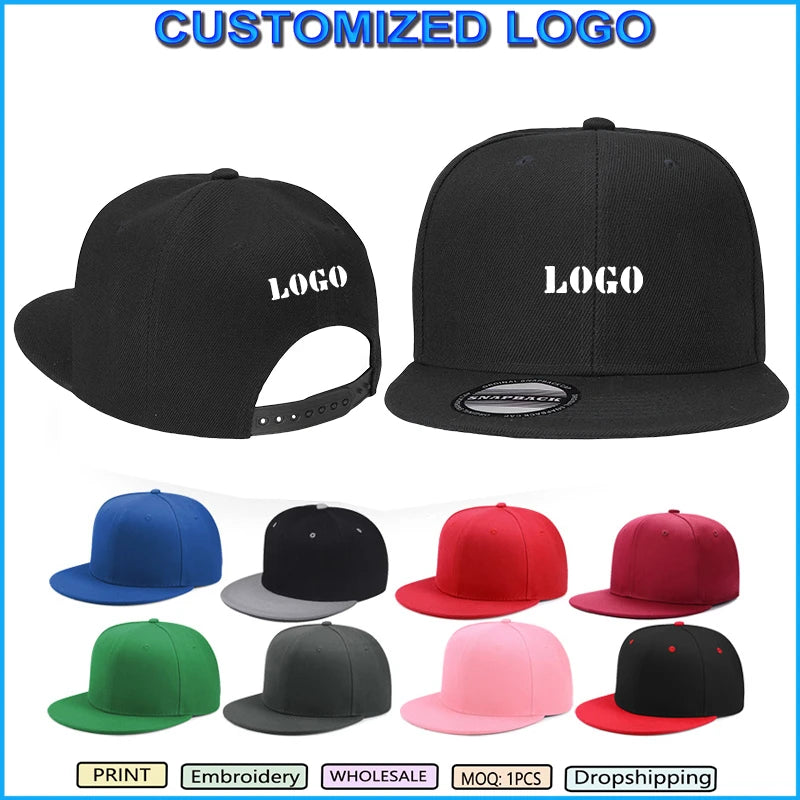 Cappellino da baseball a visiera piatta con logo personalizzato stampato o ricamato, cappellino unisex da esterno, cappellino hip hop "Dad Hat", gorras da uomo, cappellino street snapback