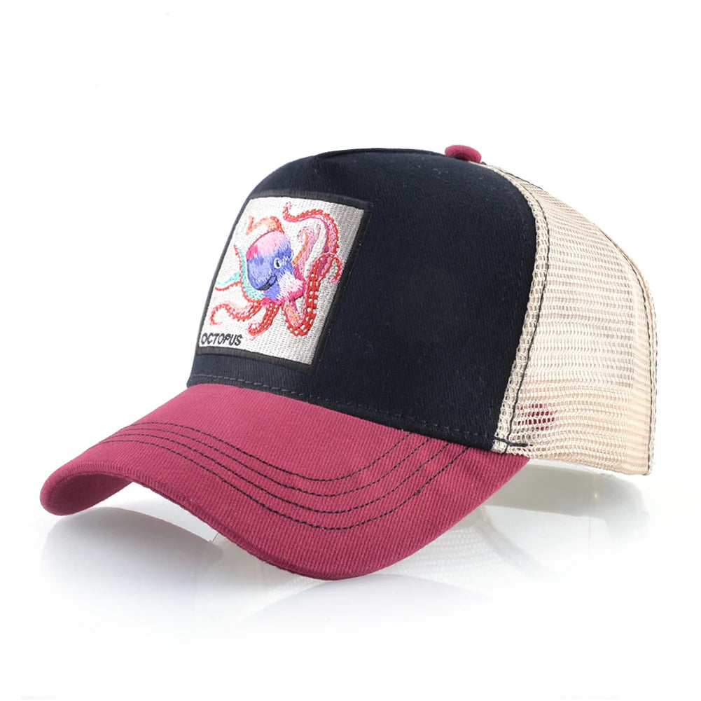 Unisex Baseball Cap With Octopus Patch For Men And Women Four Season Snapback Trucker Hats Outdoor Breathable Casual Sports Cap