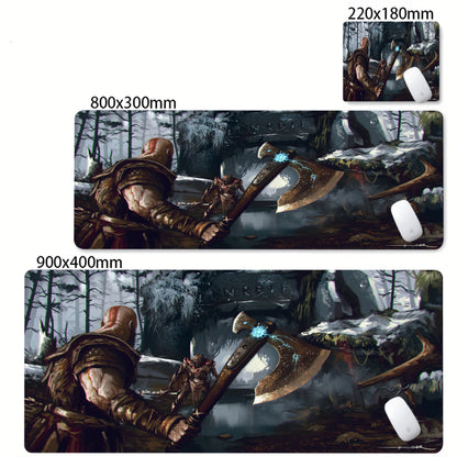 Xxl Mouse Pad God of War Desk Mat Pc Gaming Accessories Keyboard Computer Mousepad Gamer Large Cabinet Office Table Carpet Rug