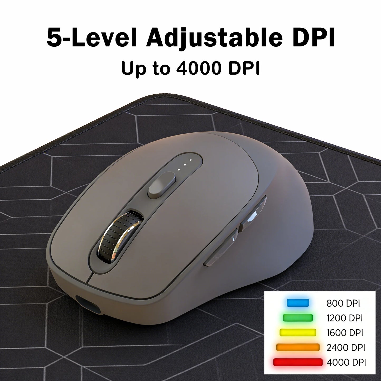 FREEWOLF X7 Wireless Mouse Bluetooth 2.4G Dual Mode Rechargeable Silent Ergonomic Mouse, 4000DPI Adjustable Precision Mouse for PC Laptop Mac