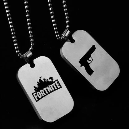 Fortnite Stainless Steel Pendant Necklace Cute Fashion Cartoon Personalized Creative Kawaii Keychain Gift for Friend's Birthday