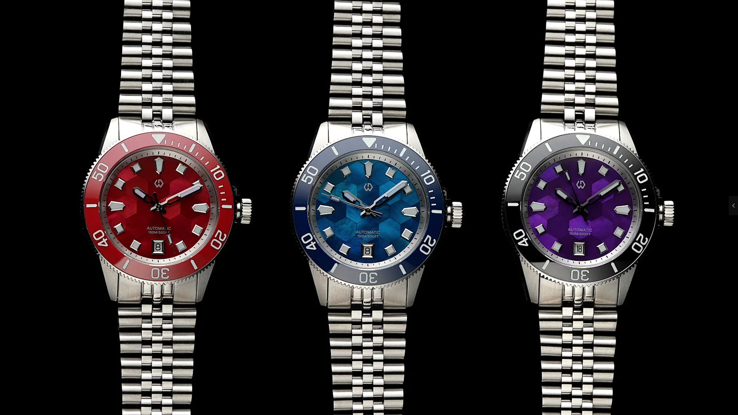 WISHDOIT Automatic Mechanical Watch Miyota 8215 Movement Mother of Pearl Dial Ceramic Bezel Waterproof 150M Diving Watch