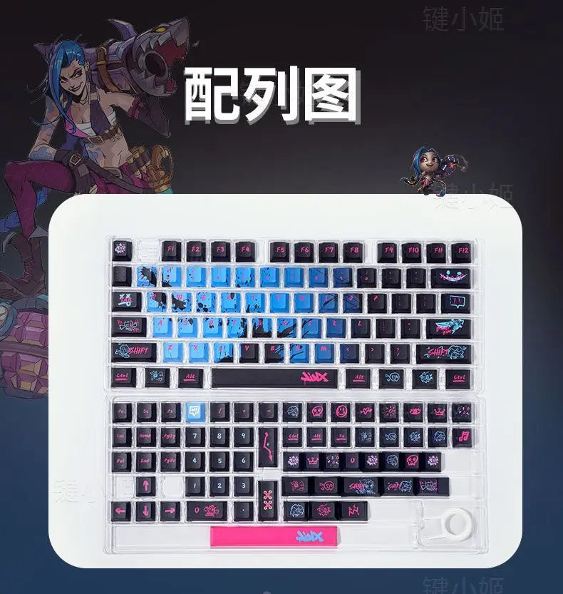Jinx Personality Key Cap Set PBT 137 Key Gaming Key Cap for 60/84/98/108 Mechanical Keyboard Profile MX Switch
