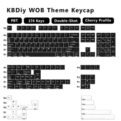 KBDiy 174 Keys/Set PBT GMK Apollo Keycap Double Shot Minimalist ISO Cherry Profile for Game Mechanical Keyboard Keycaps for MX