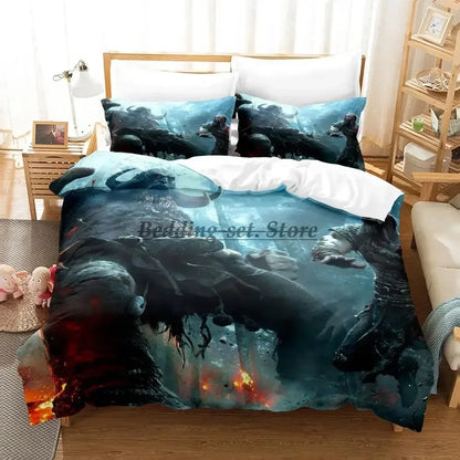 2023 Game God of War Bedding Set Single Twin Full Queen King Size Bed Set Aldult Kid Bedroom Duvetcover Sets Anime Bed Sheet Set
