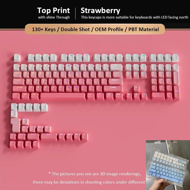 133+ Tasten OEM-Profil Gradient-Keycaps für mechanische Gaming-Tastatur mit Cherry MX Switch, PBT, hintergrundbeleuchtet, RGB-Keycap, ISO-Layout Keycaps