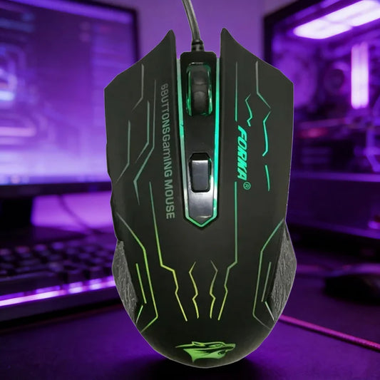Silent Click USB Wired Gaming Mouse RGB, 6-Button Optical Gaming Mouse with Adjustable 3200 DPI, Ergonomic USB Gaming Mouse for PC, Laptop & Notebook