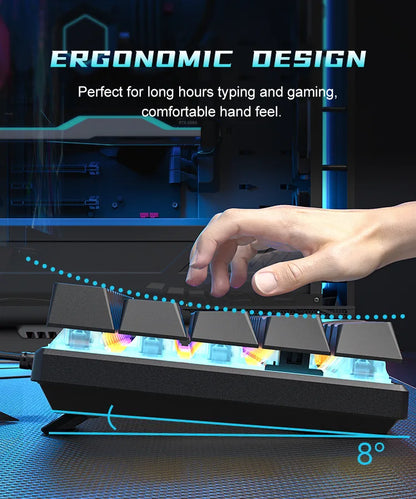 LIEI 60% Mechanical Gaming Keyboard 61 Keys Wired Mechanical Keyboard RGB Backlit Compact Mini Gaming Keyboard for PC Laptop Office