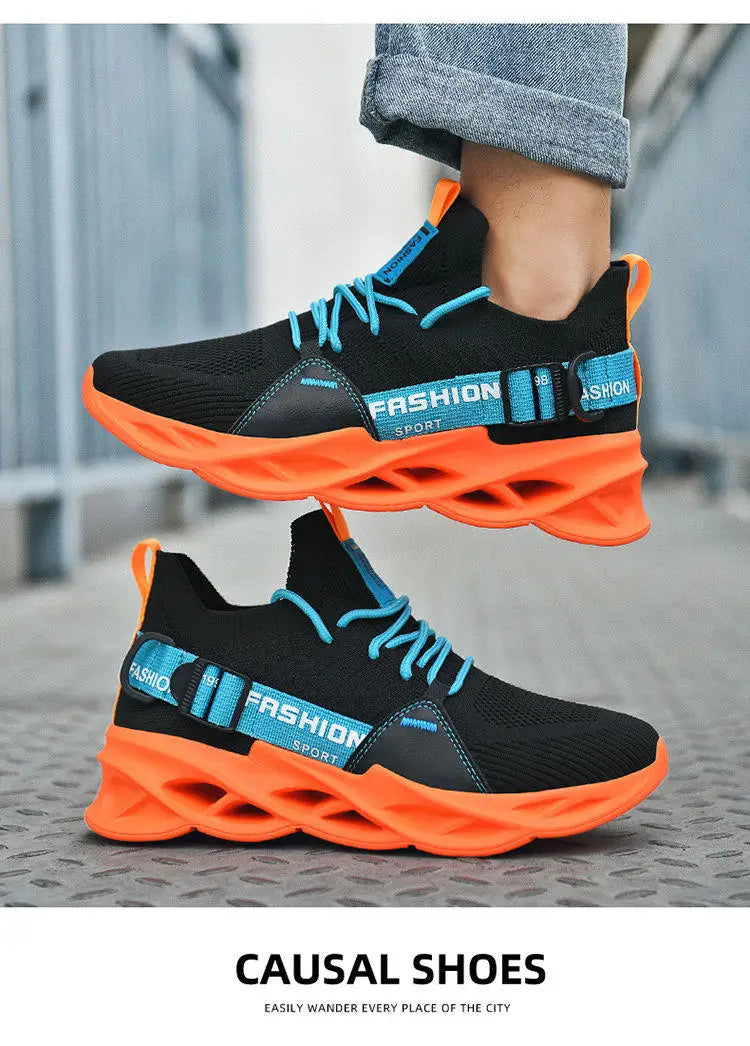 Modische lila Freizeit-Sneaker für Damen und Herren, Blade-Laufschuhe, große Größe 48, leichte, atmungsaktive Sportschuhe für Herren, Mesh-Sneaker