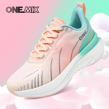 Baskets pour femme ONEMIX noires, chaussures de course respirantes pour femme, modèle de créateur, livraison gratuite, chaussures de sport roses à amorti