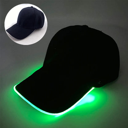 Cappello per adulti con LED e fibra ottica, cappellino alla moda, cappello di tendenza per discoteca, concerti, balli in maschera, eventi all’aperto e divertimento, cappello rap estivo