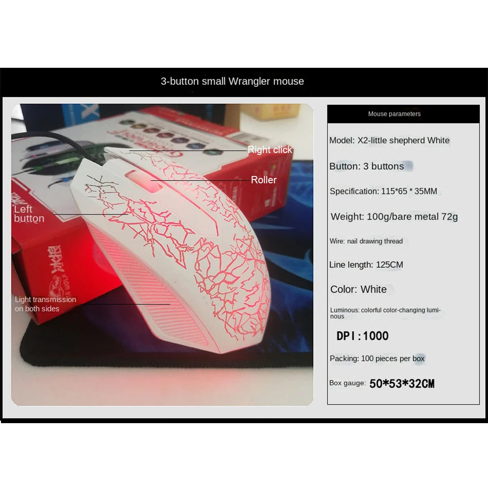 USB Wired Gaming Mouse RGB LED 2400 DPI Professional Gaming Mouse, Ergonomic USB Wired Gaming Mouse for PC, Laptop, Dota 2 & LOL
