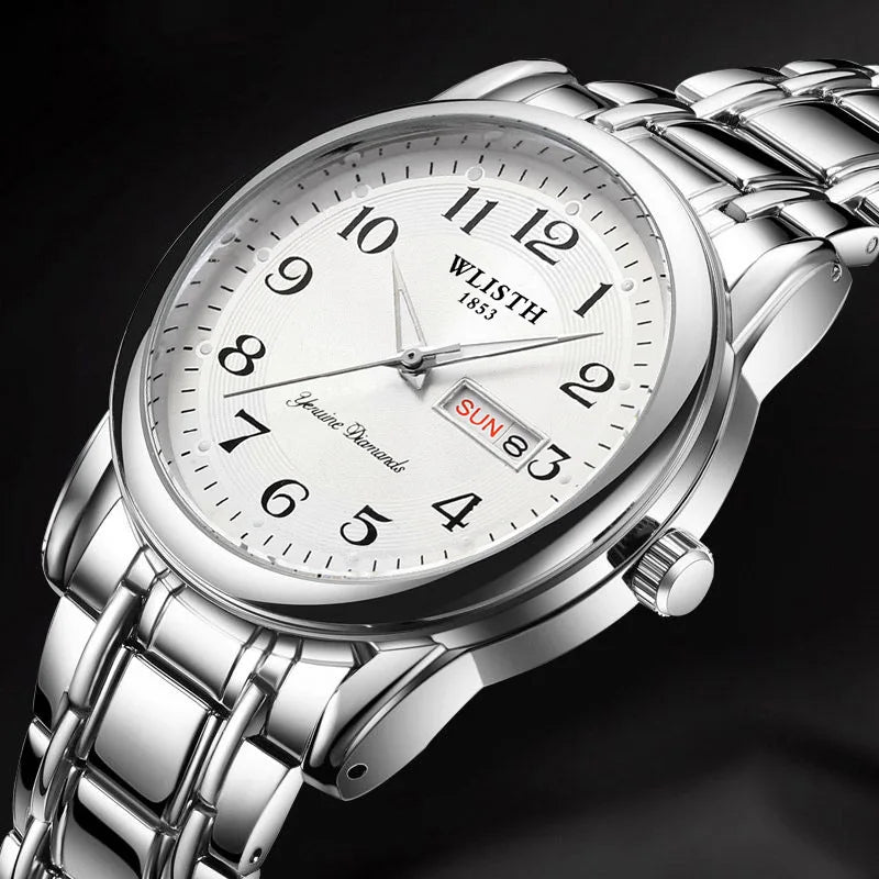 Luxury ladies’ watch, quartz watch, digital wristwatch, water-resistant, with calendar and backlight; fashionable and professional style, also suitable for men.