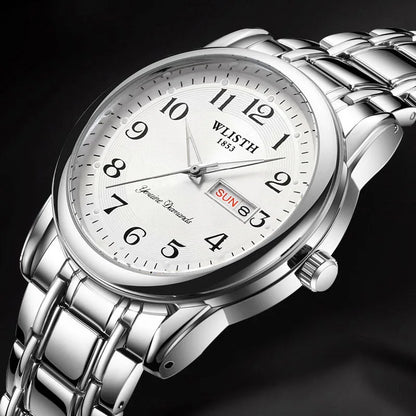 Luxury ladies’ watch, quartz watch, digital wristwatch, water-resistant, with calendar and backlight; fashionable and professional style, also suitable for men.