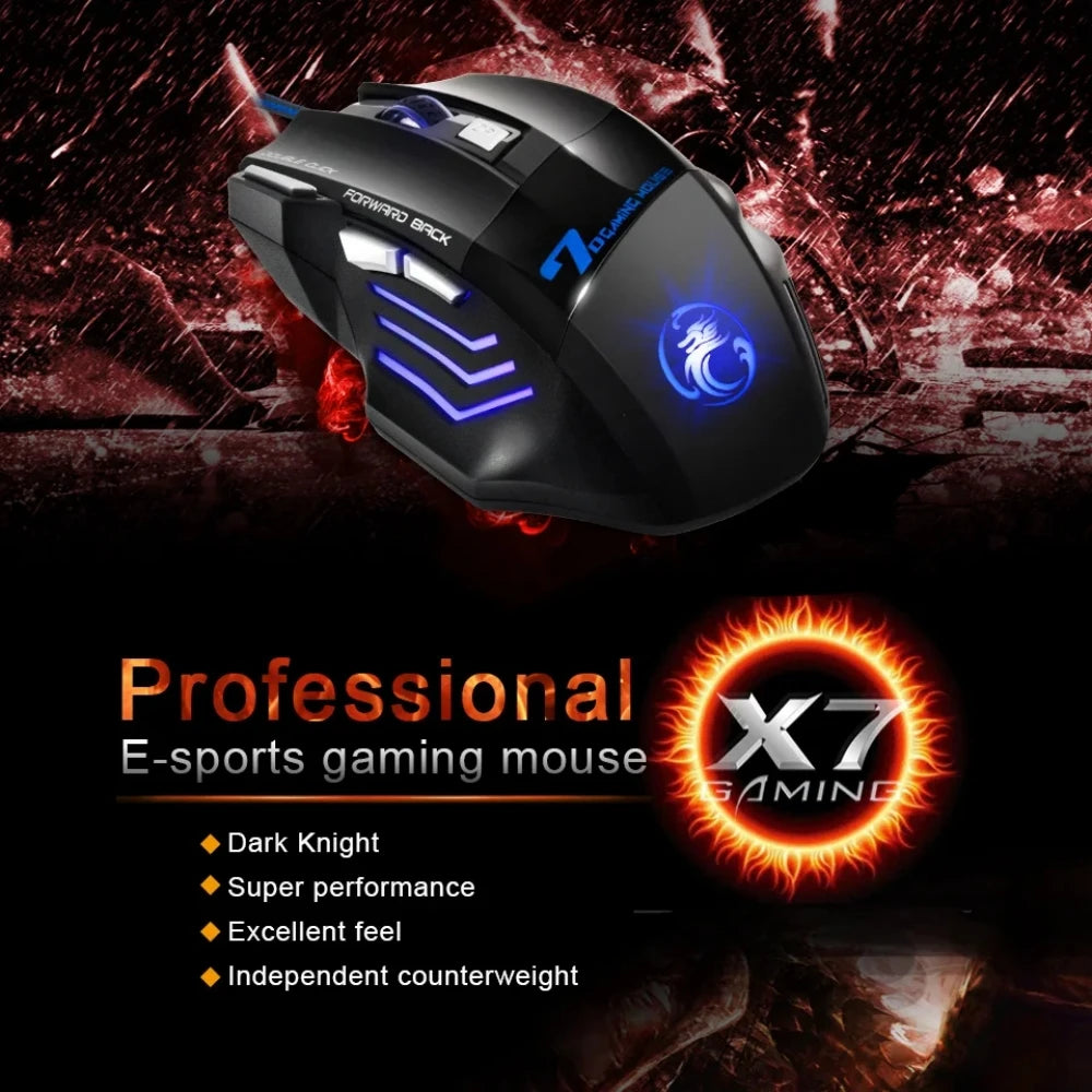 RGB Wired Gaming Mouse USB Ergonomic Gaming Mouse with 7 Buttons, 5500 DPI, Silent Click, RGB Backlit Wired Gaming Mouse for PC & Laptop