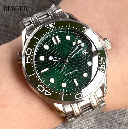 BLIGER Luxury 41mm Mechancial Men Watch Sapphire Glass NH35AMIYOTA PT5000 Movement Steel Bracelet Ceramic Bezel Date Function