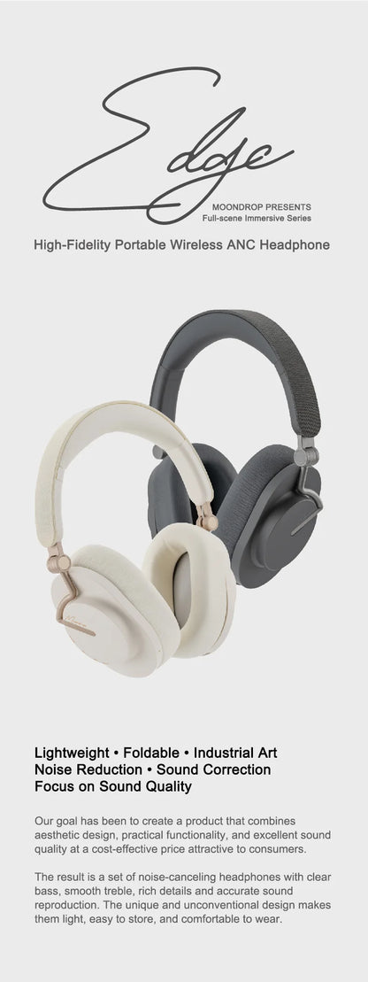 MOONDROP EDGE High-Fidelity Wireless ANC Headphones Bluetooth 5.4 LDAC Noise Cancelling Headset
