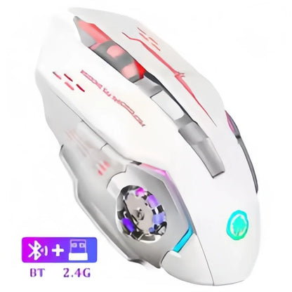 Uppladdningsbar trådlös gamingmus – tyst Bluetooth/USB, RGB-belysning, e-sport för PC