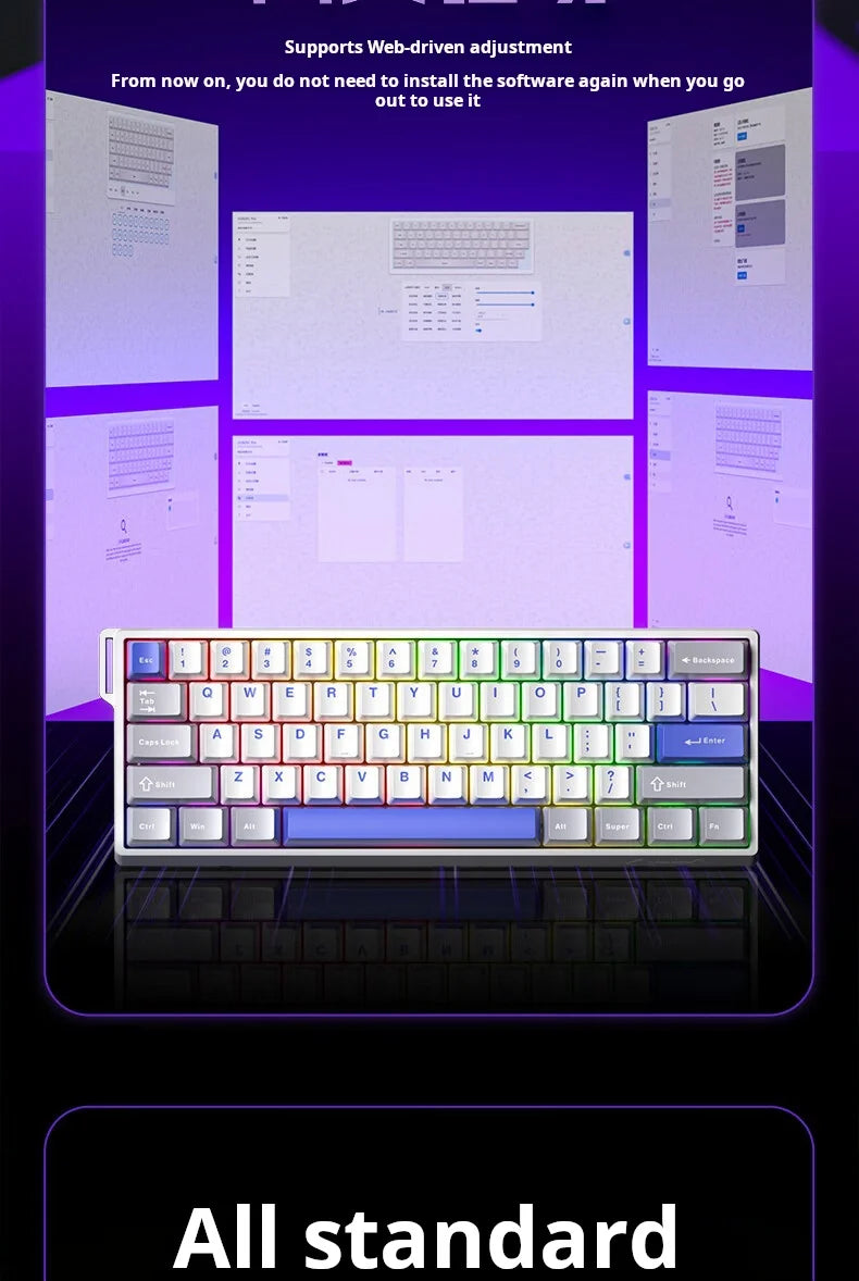 AULA WIN60 HE Magnetic Axis Mechanical Keyboard, 61-Key Wired Gaming Keyboard with Hall Effect Switches, 8K Polling Rate, Hot-Swappable RGB Keyboard for Esports & PC Gaming