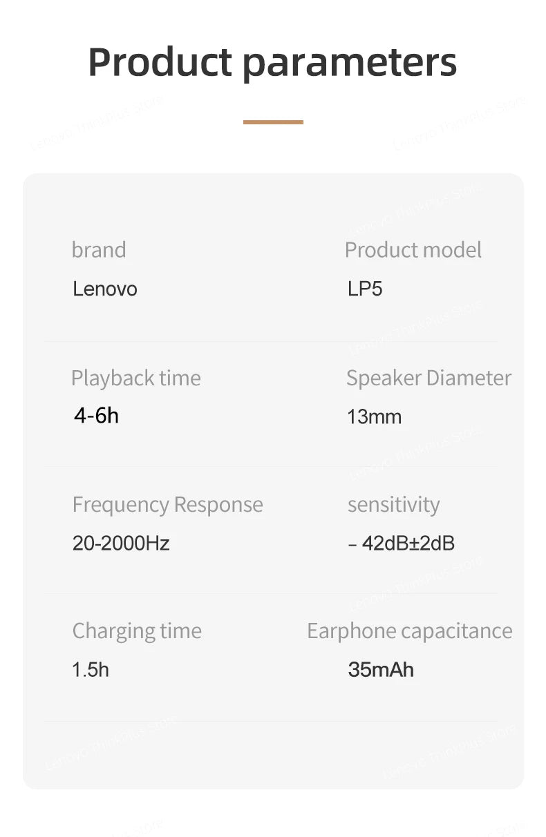 Lenovo LP5 TWS Wireless Bluetooth Earphones with Mic, Lenovo LP5 Gaming Earbuds Bluetooth 5.3 Headphones, Noise Cancelling Sports Earbuds with HD Calls & Charging Case