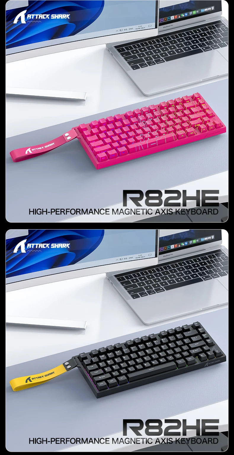 ATTACK SHARK R82 HE Wired 75% Magnetic Keyboard RGB 8000Hz Rapid Trigger 0.005mm Actuation Gaming Keyboard