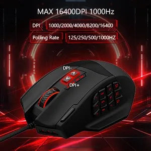 E-YOOSO X-39 Programmable Gaming Mouse RGB Wired Mouse with 17 Buttons, Adjustable DPI, Removable Weights, Ergonomic Gaming Mouse for PC