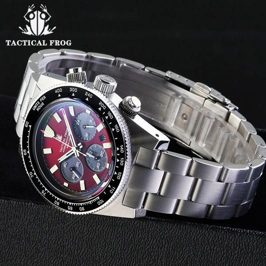 Tactical Frog V2 Solar Chronograph Men Watch Sapphire Crystal Mirror Ceramic Bezel VS75A Eco-Drive Quartz 20Bar Waterproof Watch