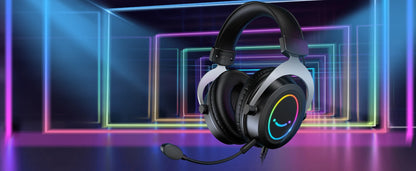 FIFINE Gaming Headset with Stereo Sound/Detachable MIC/RGB/Line Control,Over-Ear Headphone for PC PS4 PS5 Xbox -AMPLIGAME H3