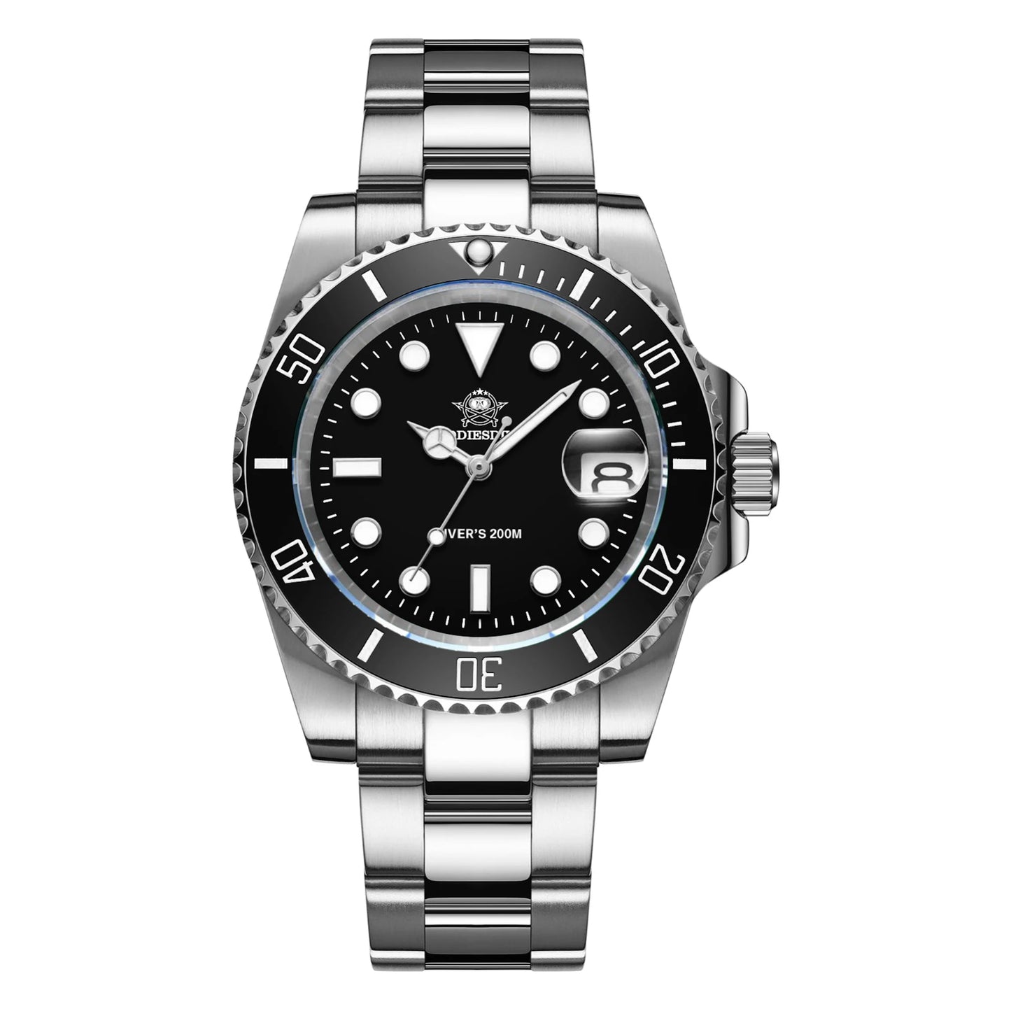ADDIESDIVE klassische Herrenuhr mit Keramiklünette, 200m wasserdicht, lässige Quarzuhr mit BGW9 blauer Leuchtmasse, Geschenkuhr MY-H3-2