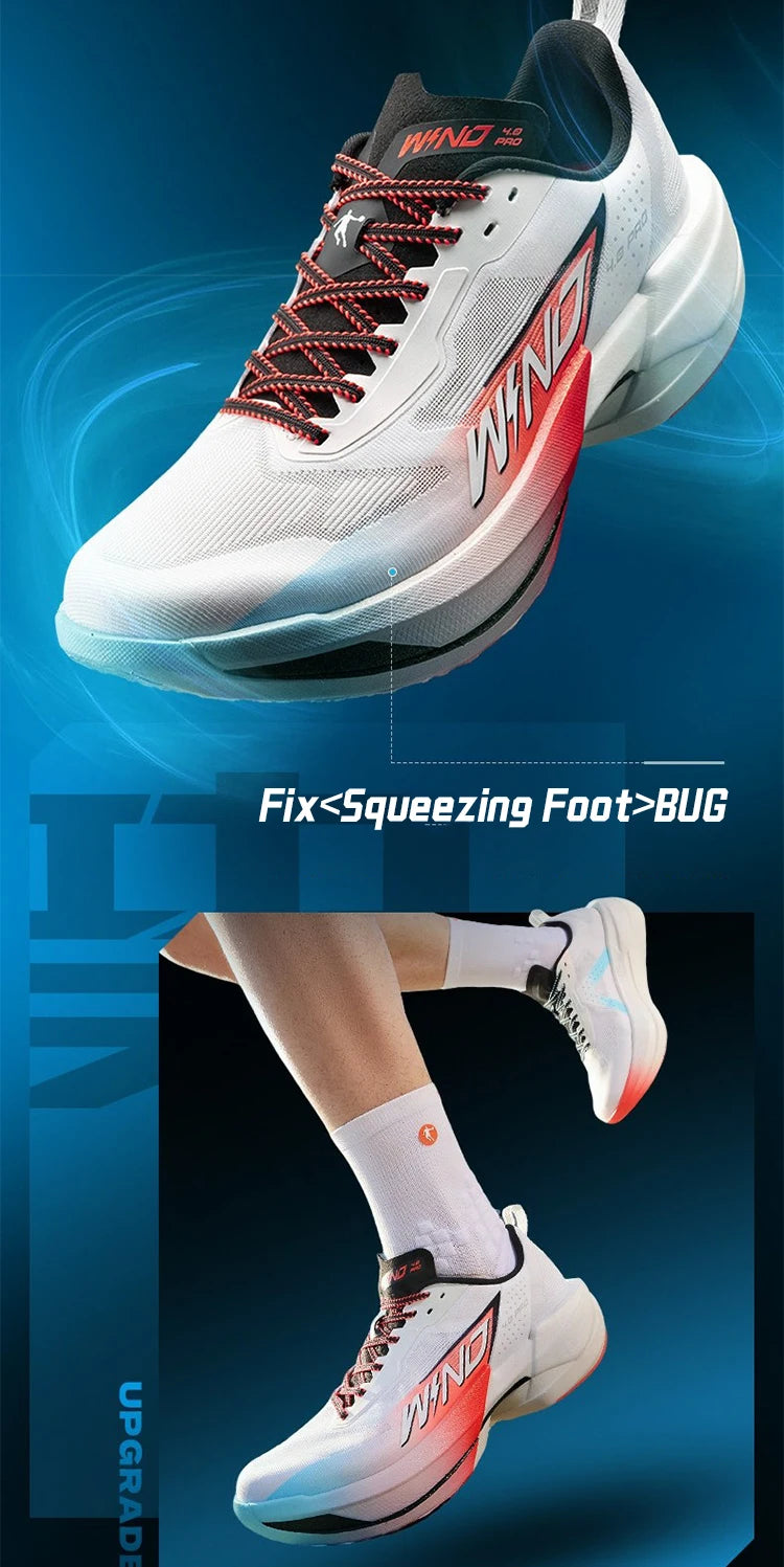 QIAODAN WIND 4PRO Chaussures de marathon à semelle en carbone pour homme - Baskets de course professionnelles - Chaussures de sport de course à pied respirantes QDB023262291