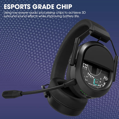 LDON Wireless Gaming Headset PS5 PS4 Bluetooth 2.4GHz Headphones 3D Surround Sound Noise Cancelling Mic Low Latency