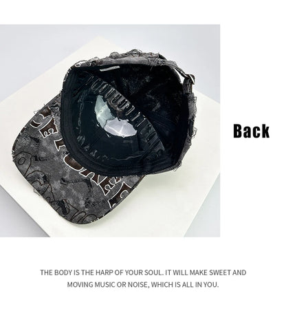 New Unisex American Vintage Letter Personal Baseball Hats Breathable Broken Style Sunshade Peaked Caps Versatile Fashion Street