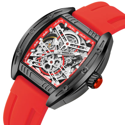 2026 Men's Automatic Mechanical Watch with Stainless Steel Case Silicone Band Skeleton Dial Waterproof Sport Wristwatch